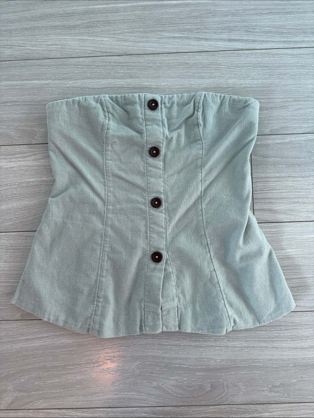 Abercrombie & Fitch Mint Green Strapless Button-Front Tube Top